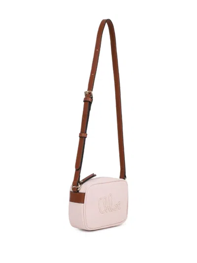 Chloé Kids Logo Canvas Shoulder Bag In Pink