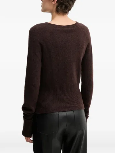 Sandro Ferrone Ribbed Long-sleeve Sweater In Brown