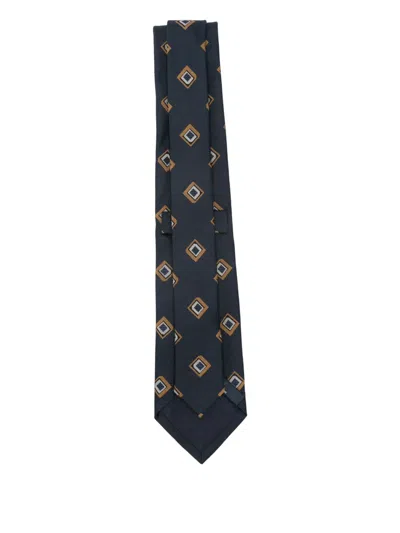 Bigi Milano Diamond-pattern Tie In Blue