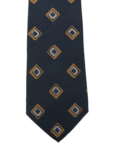 Bigi Milano Diamond-pattern Tie In Blue