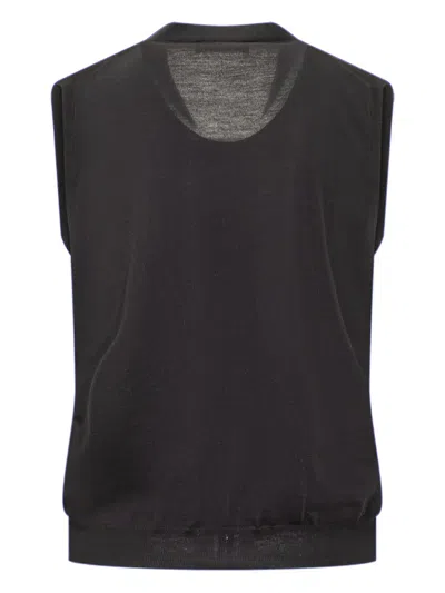 Filippo De Laurentiis Buttoned V-neck Vest In Black