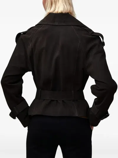 Poche Paris Belted Jacket In Brown
