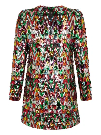 Valentino Sequin Pattern Mini Dress In Multi