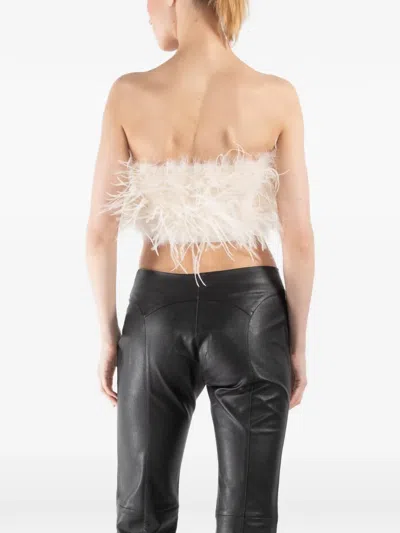 Lapointe Feather Strapless Top In Neutral