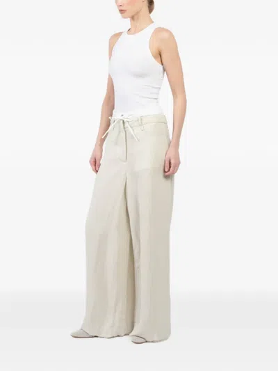 Masnada Drawstring Frayed Palazzo Pants In Neutral
