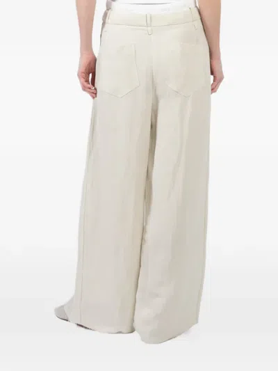 Masnada Drawstring Frayed Palazzo Pants In Neutral