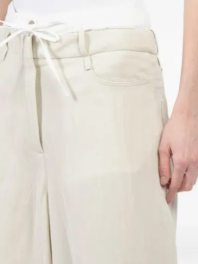 Masnada Drawstring Frayed Palazzo Pants In Neutral