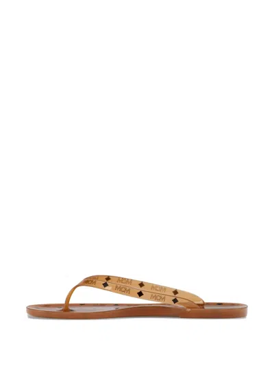 Mcm Monogram Jelly Thong Sandals In Brown