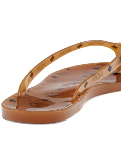 Mcm Monogram Jelly Thong Sandals In Brown
