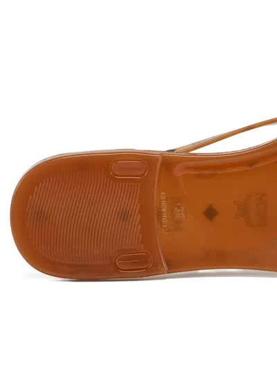 Mcm Monogram Jelly Thong Sandals In Brown