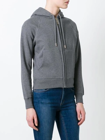 Shop Burberry Hooded Zip-front Cotton Blend  Sweatshirt