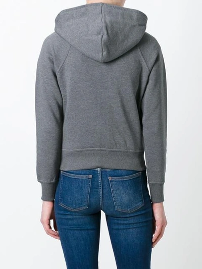 Shop Burberry Hooded Zip-front Cotton Blend  Sweatshirt