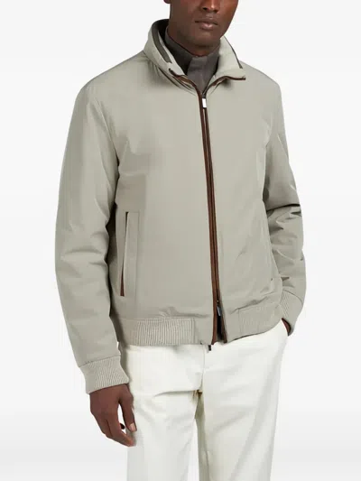 Paul & Shark Typhoon Re-4x4 Suede-details Bomber Jacket In Neutral