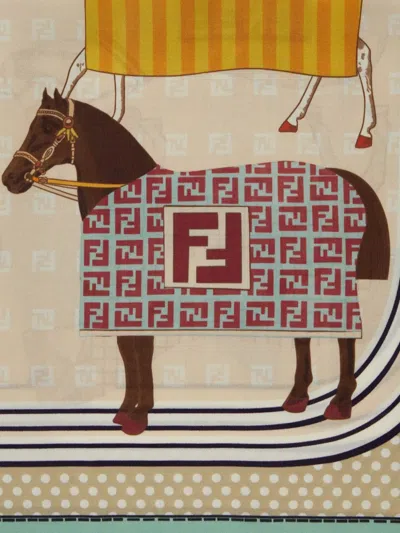 Fendi Horses Patterned Scarf In Brown
