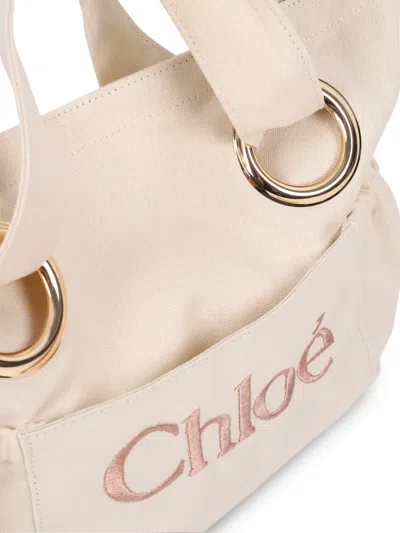 Chloé Kids Logo Embroidered Tote Bag In White