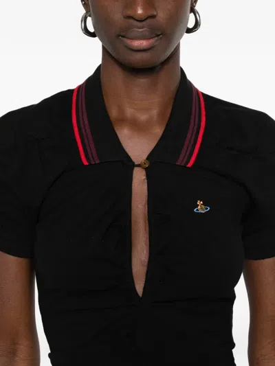 Vivienne Westwood Ruched Polo Dress Asymmetric Hem Keyhole In Black