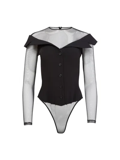 Fleur Du Mal Button Bodysuit In Black