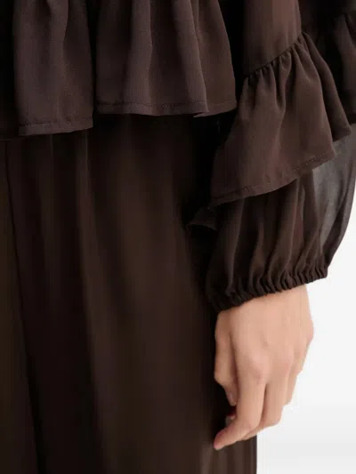 Gestuz Gzmio Ruffled High-neck Blouse In Brown