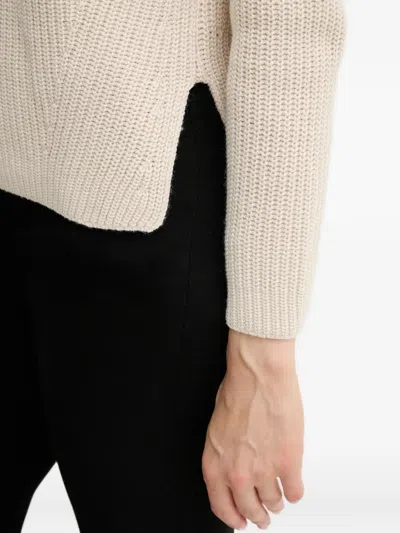 Joop Roll-neck Side-slit Sweater In Neutral