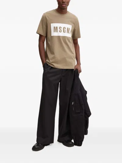 Msgm Logo-print T-shirt In Brown
