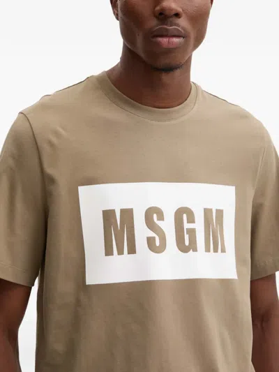 Msgm Logo-print T-shirt In Brown