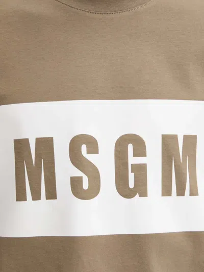 Msgm Logo-print T-shirt In Brown