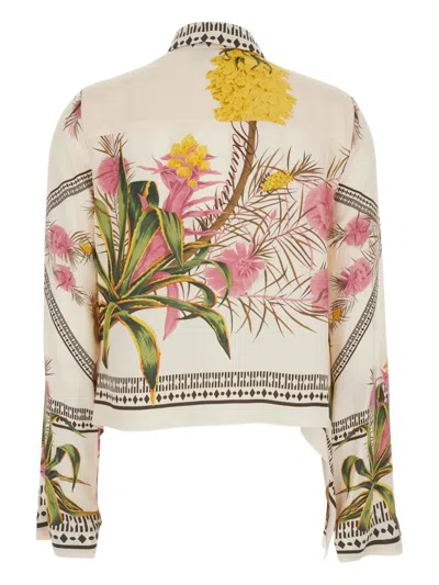 Blumarine Women Multicolor Shirt With All-over Floral Print And Pointed Collar In Viscose Woman In Multi