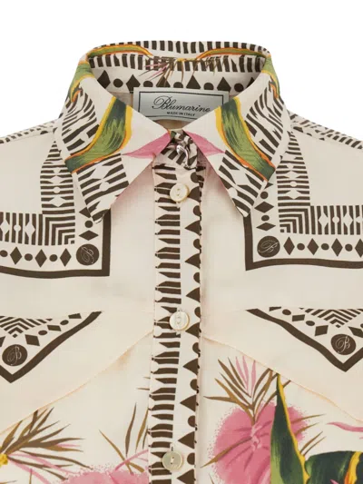 Blumarine Women Multicolor Shirt With All-over Floral Print And Pointed Collar In Viscose Woman In Multi