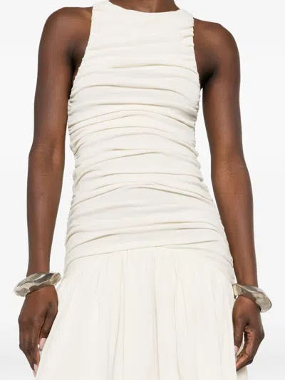 Bite Studios Evidente Shoulder Midi Dress In Neutral