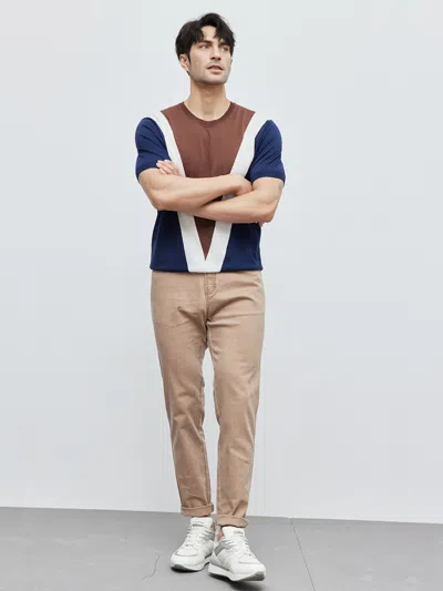 Fioboc Coolknit Breathable Contrast Color Short Sleeve Knitted T-shirt