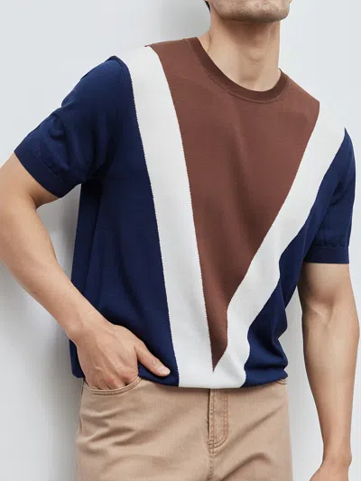 Fioboc Coolknit Breathable Contrast Color Short Sleeve Knitted T-shirt