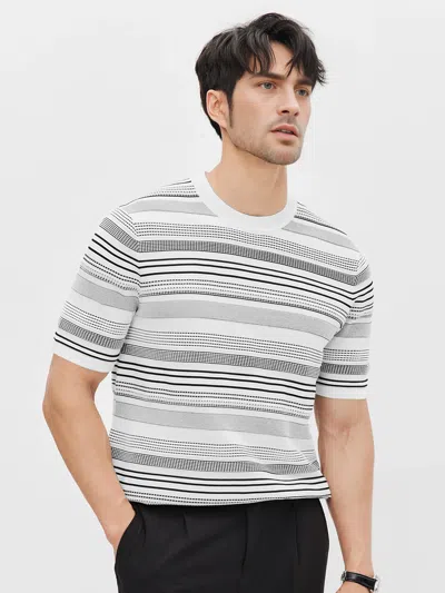 Fioboc Coolknit Breathable Striped Short Sleeve Knitted T-shirt