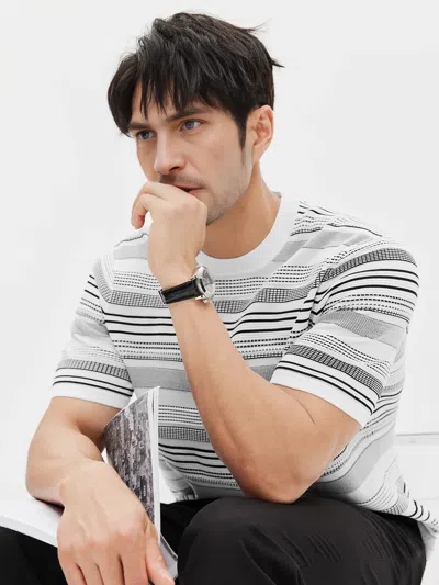 Fioboc Coolknit Breathable Striped Short Sleeve Knitted T-shirt