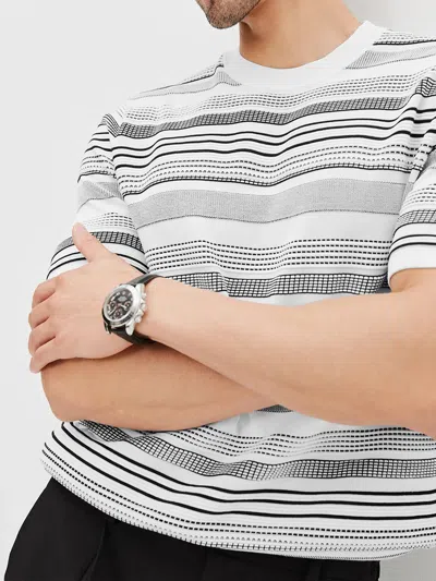 Fioboc Coolknit Breathable Striped Short Sleeve Knitted T-shirt