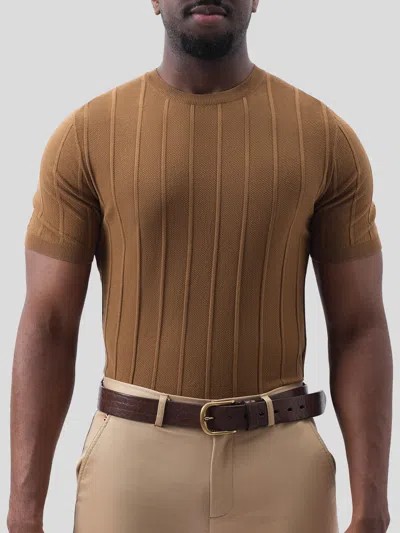 Fioboc Gentleknit Breathable Striped Short Sleeve Knitted T-shirt