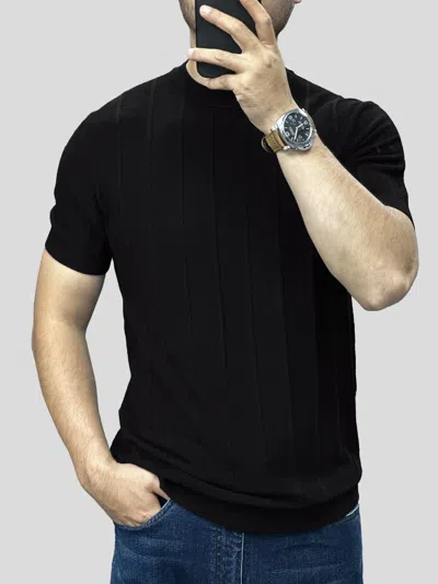 Fioboc Gentleknit Breathable Striped Short Sleeve Knitted T-shirt