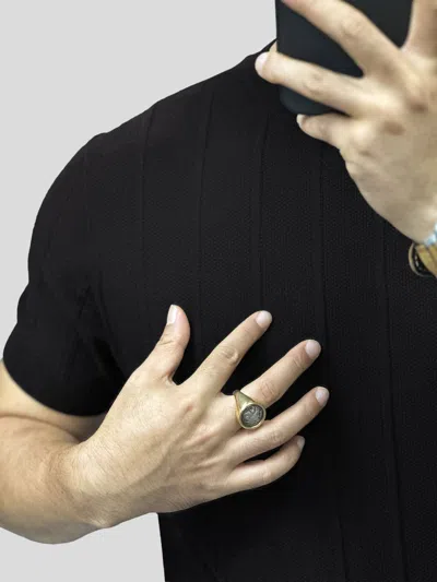 Fioboc Gentleknit Breathable Striped Short Sleeve Knitted T-shirt