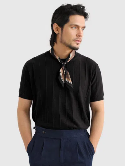 Fioboc Gentleknit Breathable Striped Short Sleeve Knitted T-shirt