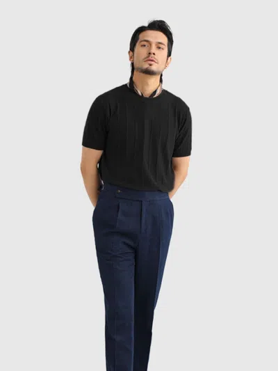 Fioboc Gentleknit Breathable Striped Short Sleeve Knitted T-shirt