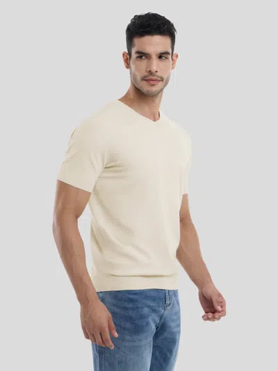 Fioboc Gentleknit Short Sleeve V-neck Knitted T-shirt