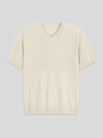 Fioboc Gentleknit Short Sleeve V-neck Knitted T-shirt