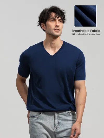 Fioboc Gentleknit Short Sleeve V-neck Knitted T-shirt