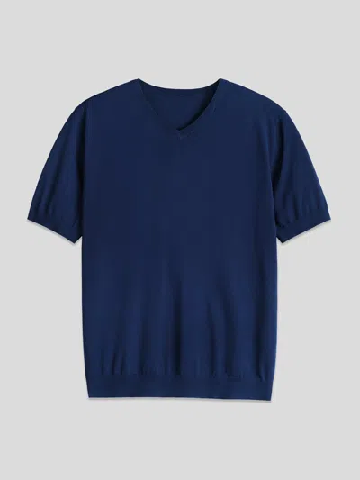 Fioboc Gentleknit Short Sleeve V-neck Knitted T-shirt