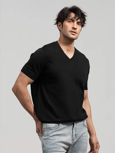 Fioboc Gentleknit Short Sleeve V-neck Knitted T-shirt