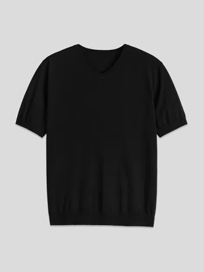 Fioboc Gentleknit Short Sleeve V-neck Knitted T-shirt