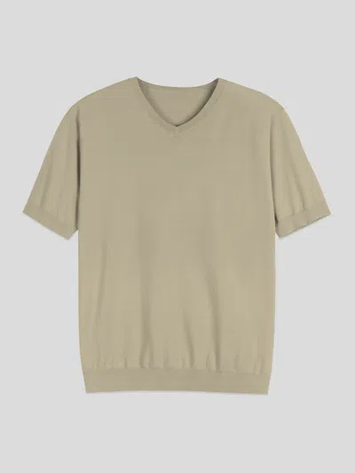 Fioboc Gentleknit Short Sleeve V-neck Knitted T-shirt