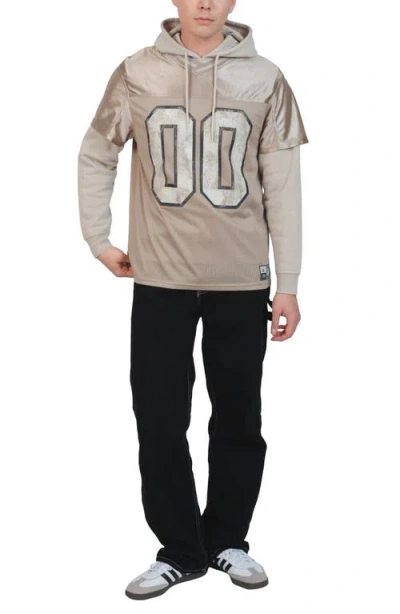 Brooklyn Cloth Jersey Layered Hoodie In Gray