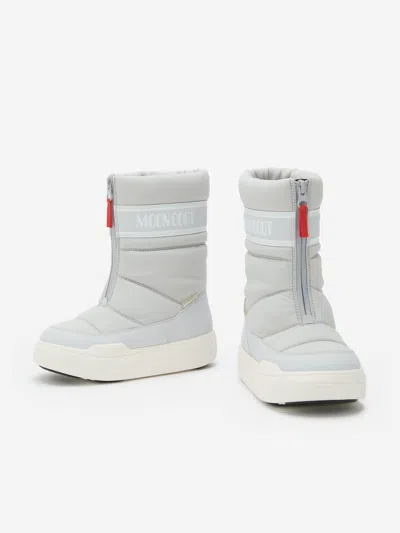 Moon Boot Kids Jr Park Zip High Wp Boots In Gray