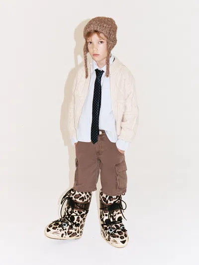 Moon Boot Kids Icon Leopard Boots In Brown