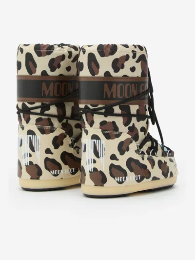 Moon Boot Kids Icon Leopard Boots In Brown